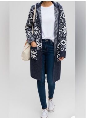 Talisman Fair Isle Hooded Duster Cardigan